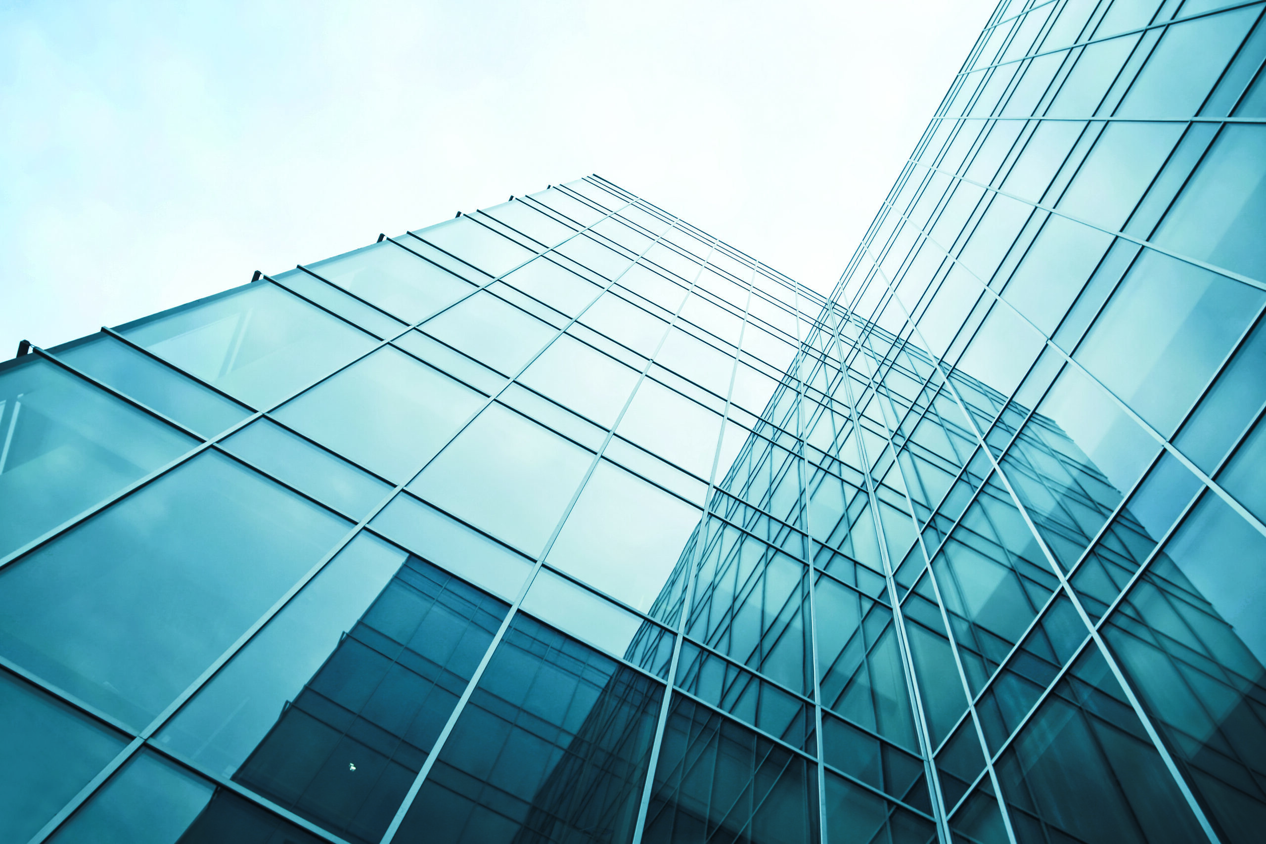 transparent glass wall of office building