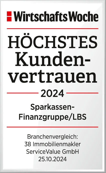 wiwo-hoechstes-kundenvertrauen-2024-sparkassen-finanzgruppe-lbs Auszeichnung für höchstes Kundenvertrauen 2024 der Sparkassen-Finanzgruppe/LBS von der WirtschaftsWoche.