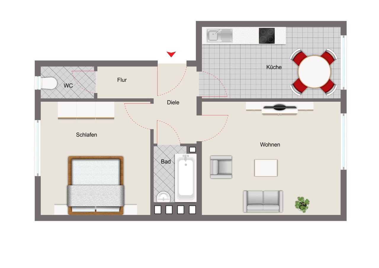 Mustergrundriss 2-Zimmer