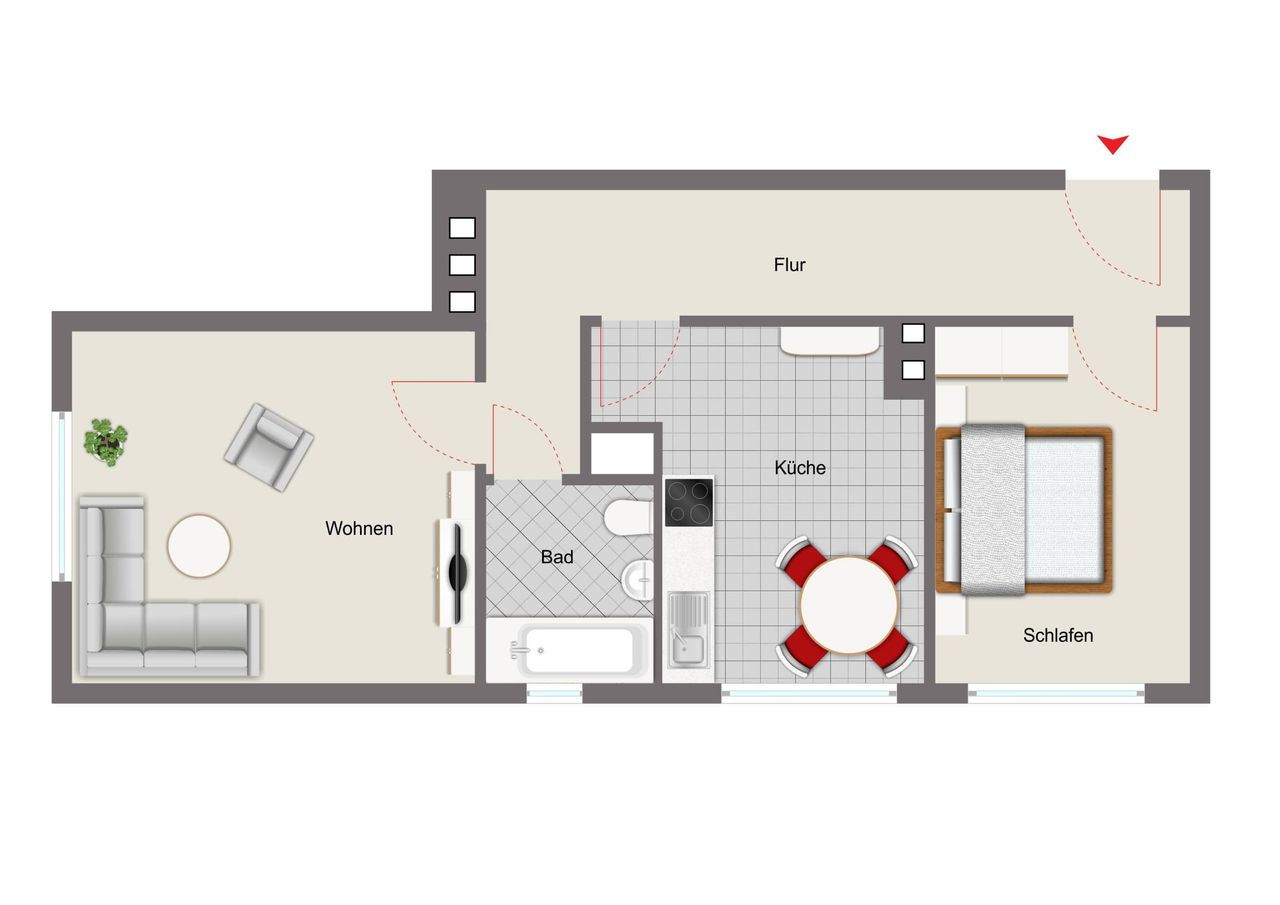 Mustergrundriss 2-Zimmer