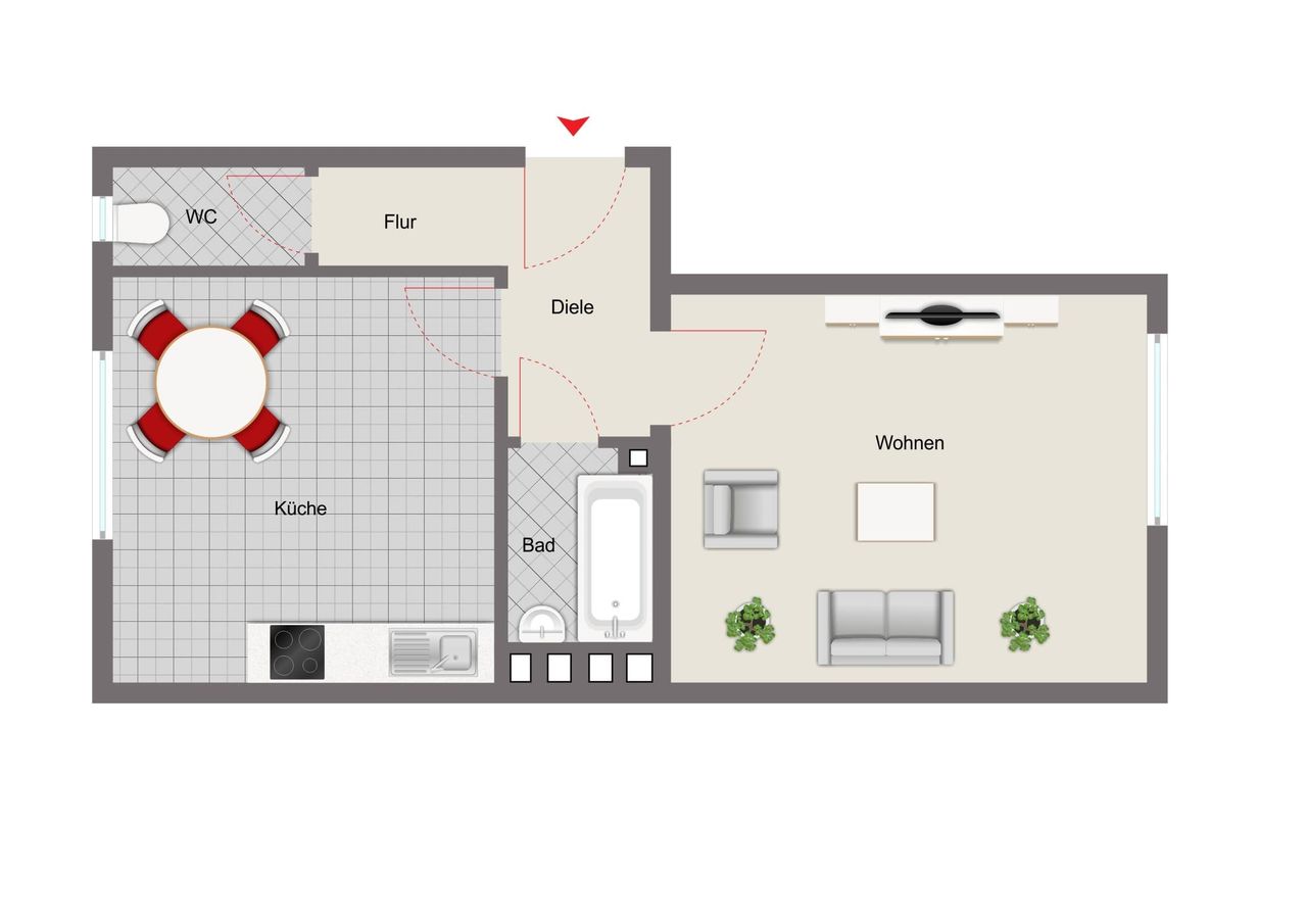 Mustergrundriss 1-Zimmer