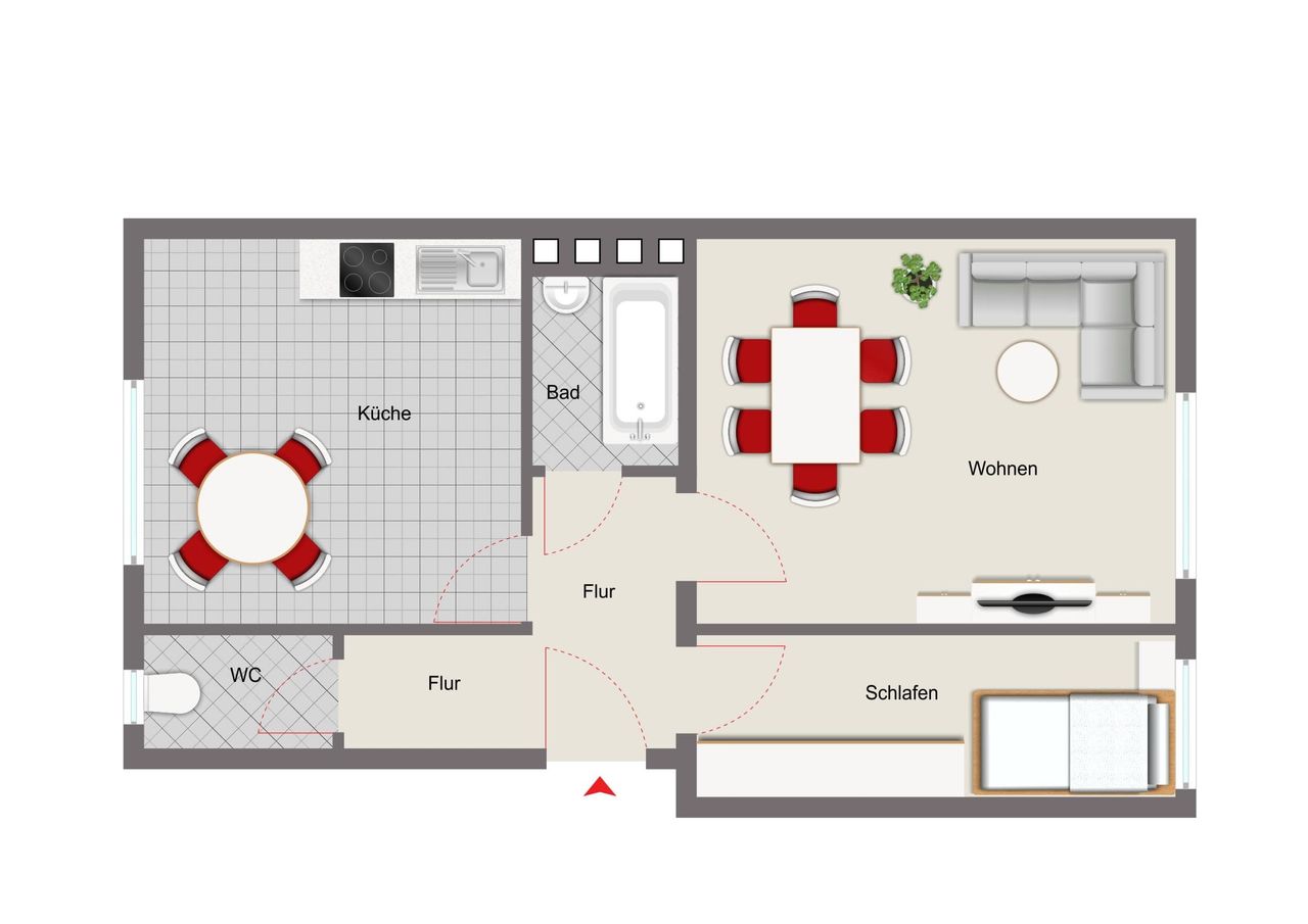 Mustergrundriss 1,5-Zimmer